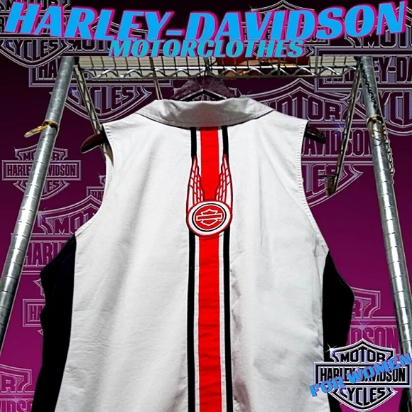 New Harley-Davidson S/L Woven Zip Up Vertical Stripe Vest | Women's 3W (Plus 3X) - Picture 8 of 16